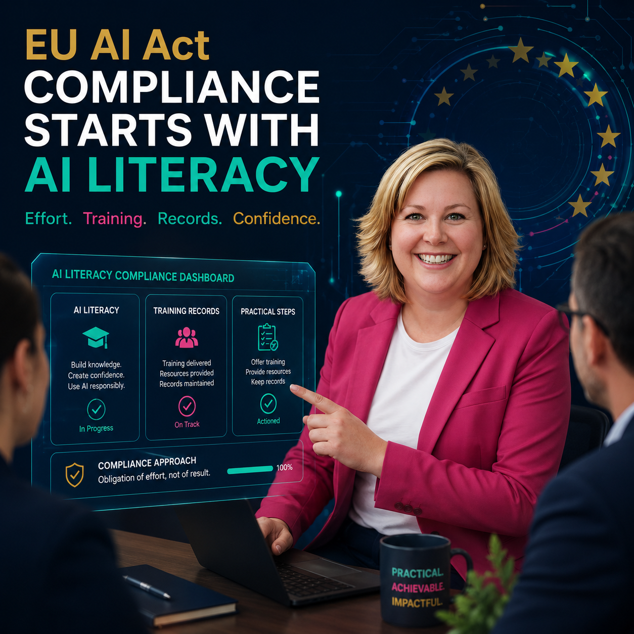 EU AI Act compliance starts with AI literacy. Effort, training, records, confidence.