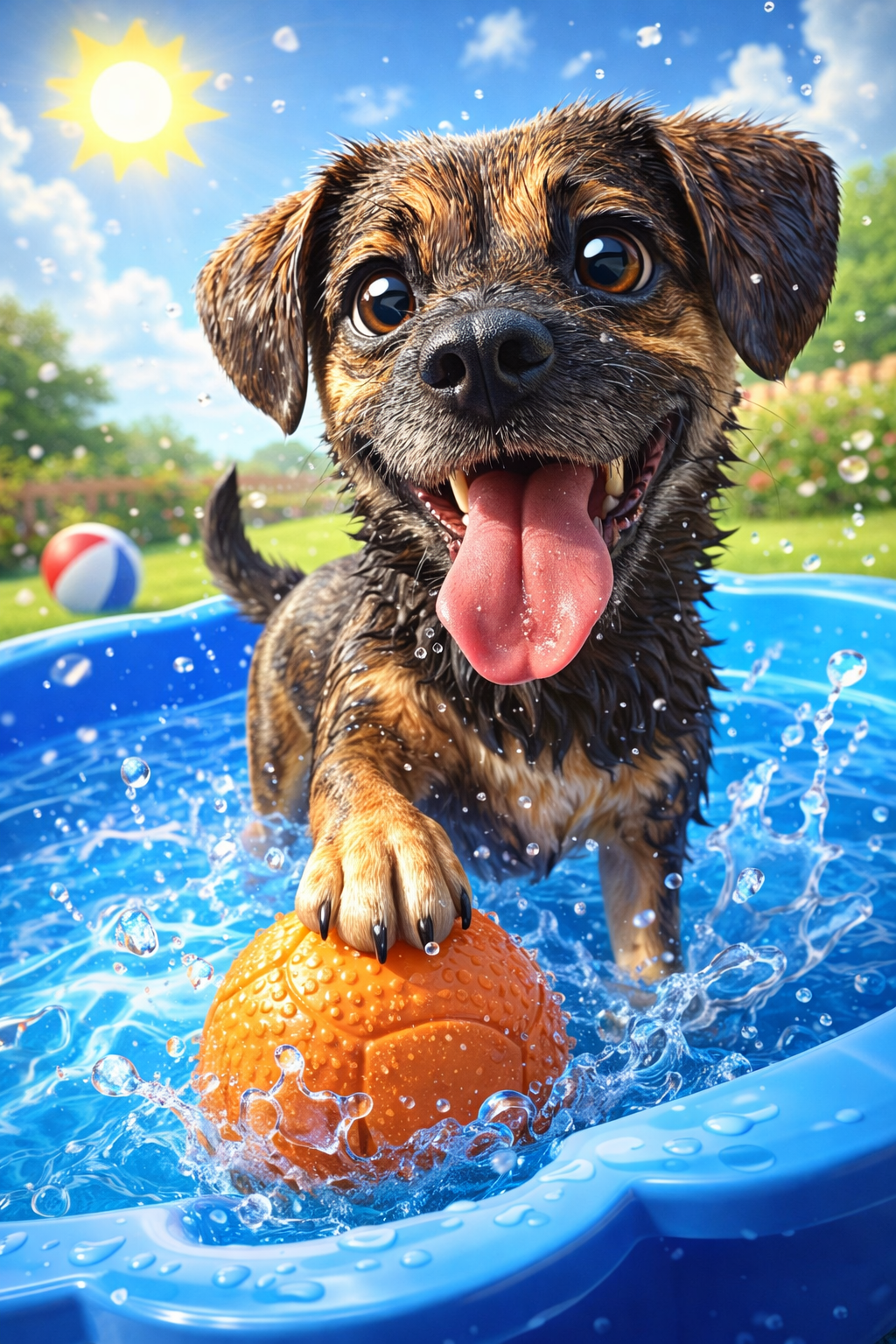 Cartoon dog having summer fun