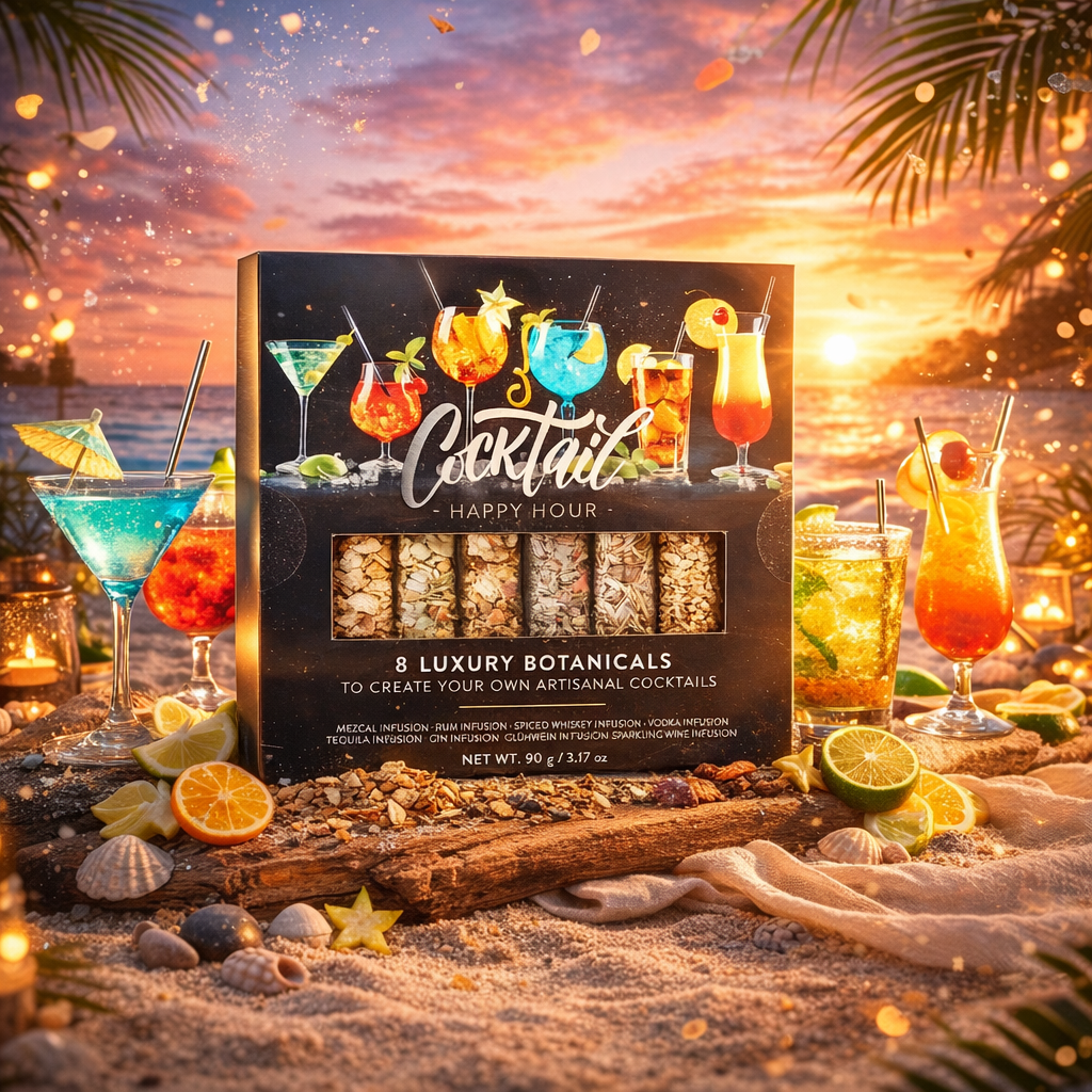 Tropical cocktail party at sunset