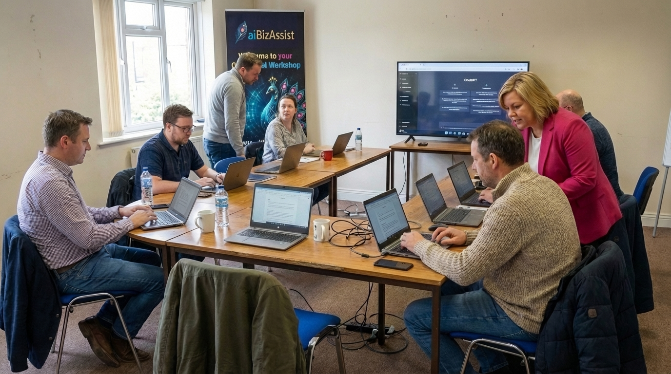 Hands-on AI training session with laptops